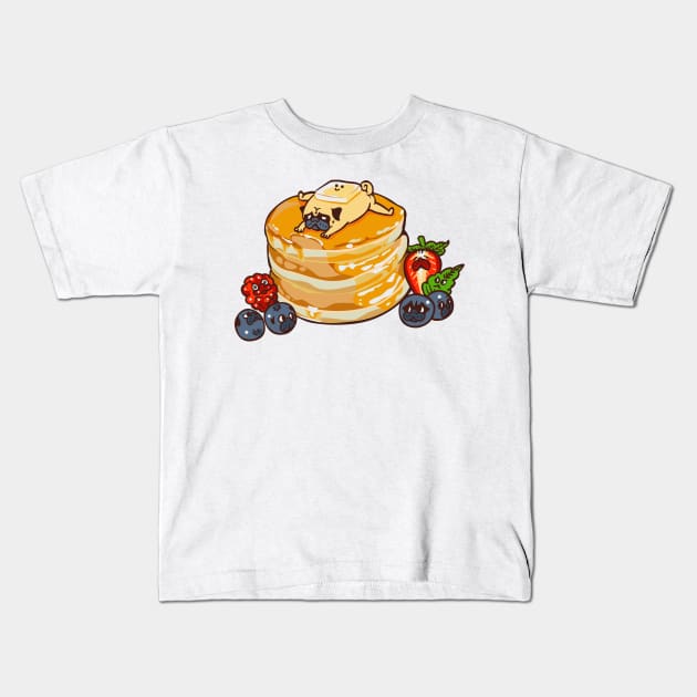 Pug Pancake Kids T-Shirt by huebucket